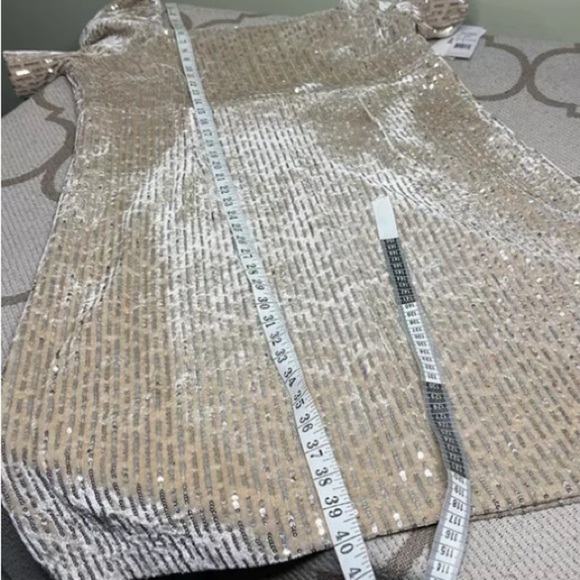 Julia Jordan Women's Ivory Sequin Fit & Flare Velvet Sheath Dress Size 14 - Picture 7 of 16